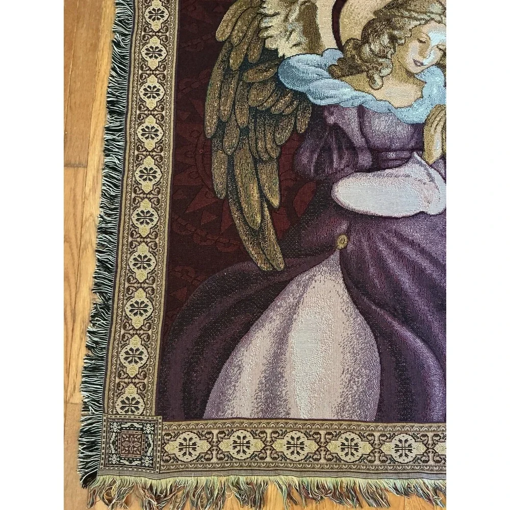 Guardian Angel Praying Tapestry Throw Blanket Approx 50